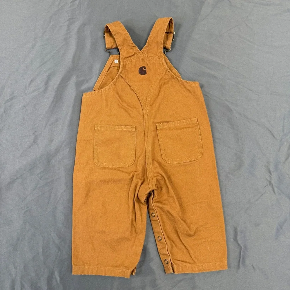 Carhartt Kids Brown Duck Canvas Bib Overalls OX8609-B 6M Baby Workwear